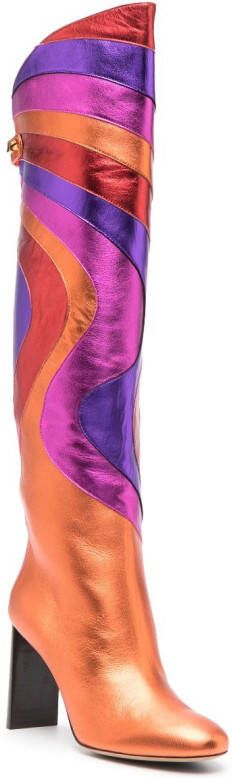 Maison Skorpios Aurora wave-pattern metallic boots Orange