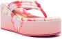 Maje 90mm floral-print leather wedge sandals Pink - Thumbnail 2