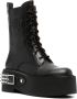 Maje buckle-detail lace-up leather boots Black - Thumbnail 2