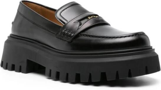 Maje clover-plaque leather loafers Black
