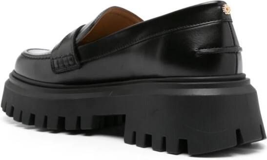 Maje clover-plaque leather loafers Black
