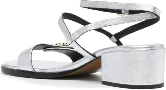 Maje Clover-plaque metallic sandals Silver