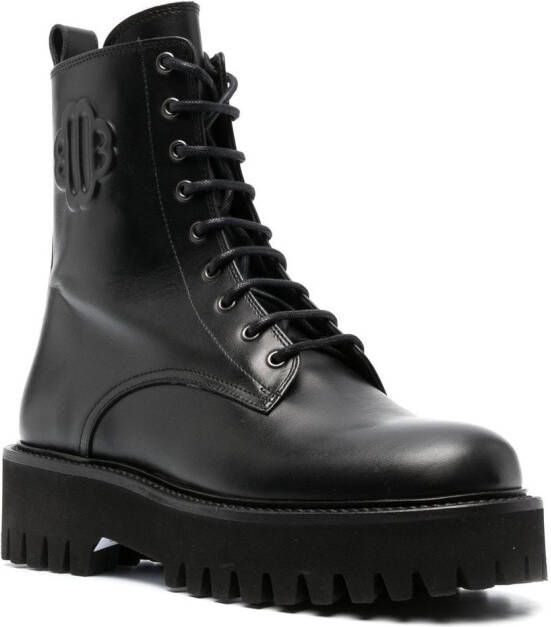Maje lace-up leather boots Black