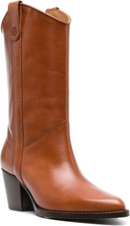 Maje 75mm leather cowboy boots Brown