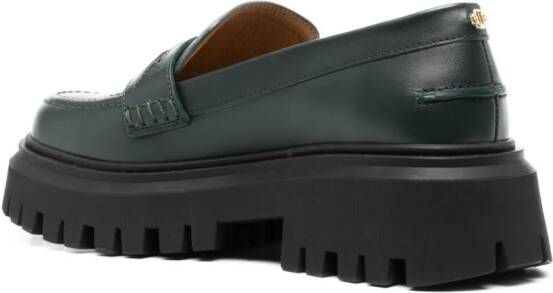 Maje leather platform loafers Green