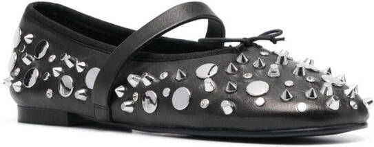Maje studded leather ballerina shoes Black