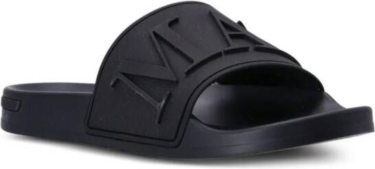 Mallet logo-embossed open-toe slides Black
