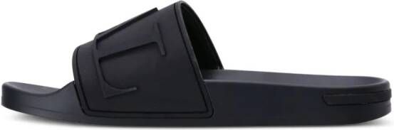 Mallet logo-embossed open-toe slides Black