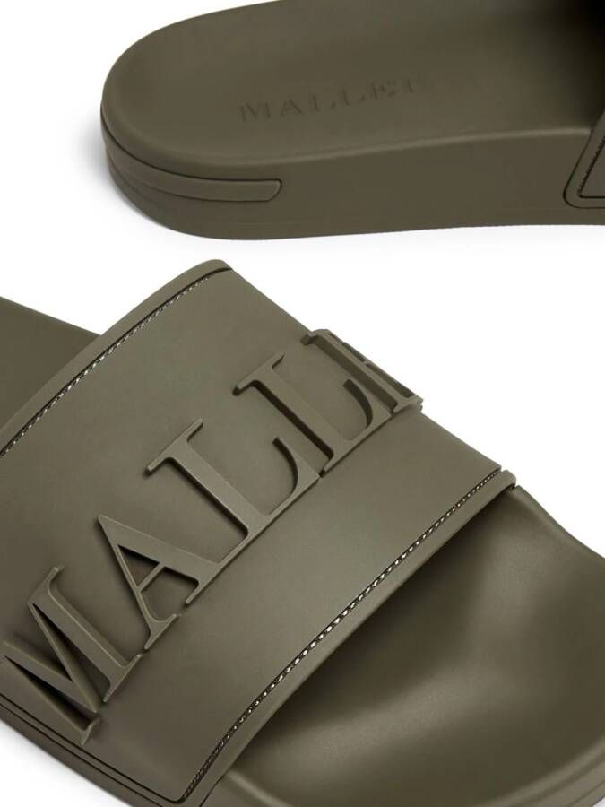 Mallet logo-embossed slides Green