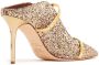 Malone Souliers 85mm glittered leather mules Gold - Thumbnail 3