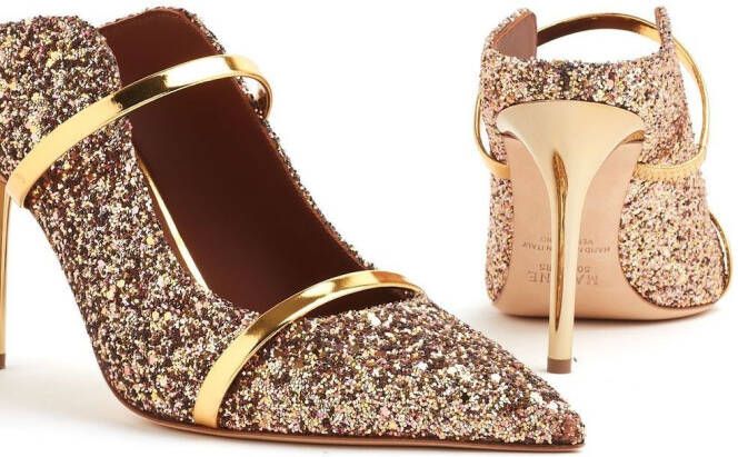 Malone Souliers 85mm glittered leather mules Gold