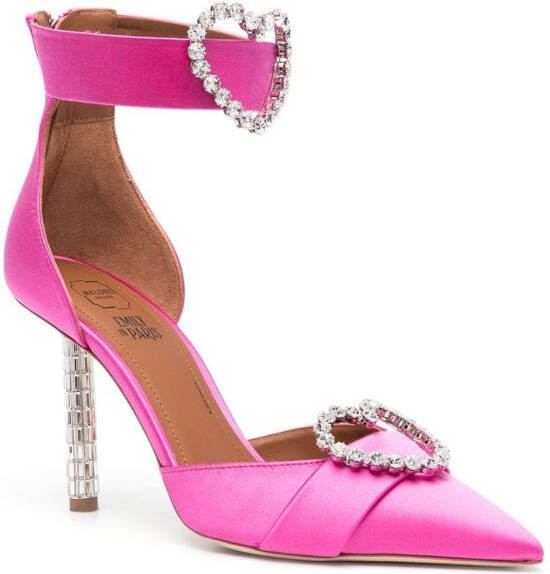 Malone Souliers 95mm heart-charm leather pumps Pink