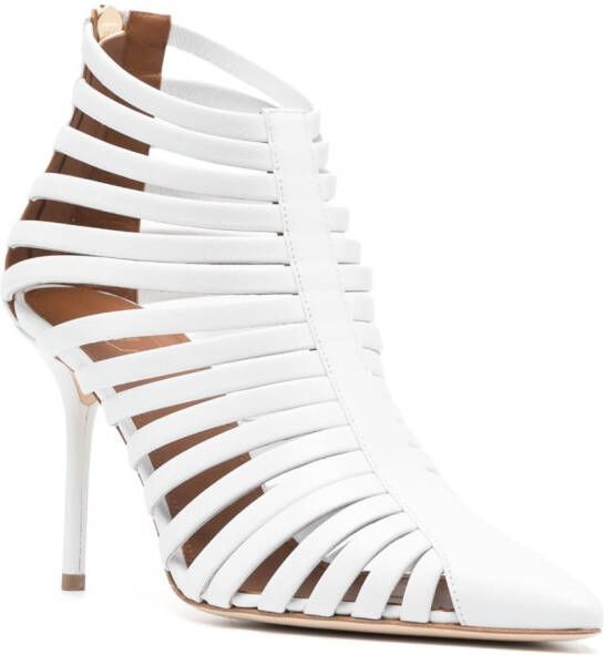 Malone Souliers caged pointed-toe 100mm leather pumps White