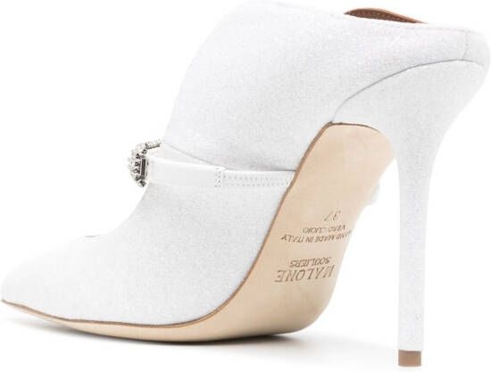 Malone Souliers crystal-embellished 105mm heeled mules White