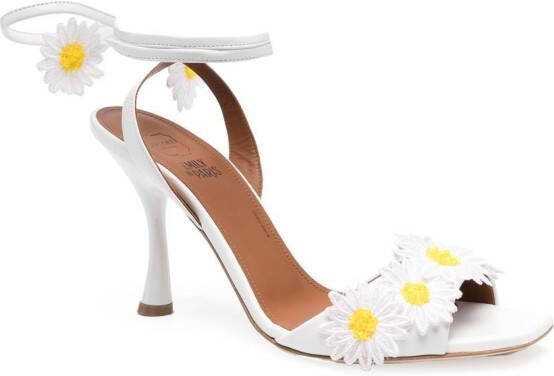Malone Souliers floral-appliqué mid heel sandals White