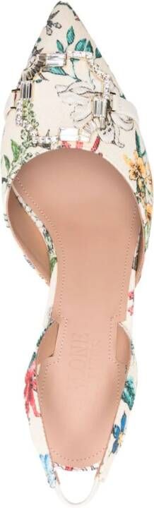 Malone Souliers Floral Cream 60mm slingback mules Neutrals