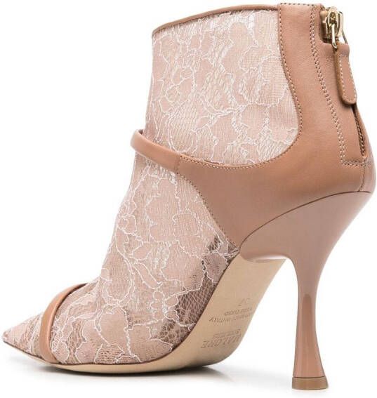 Malone Souliers floral-lace leather-trim ankle boots Neutrals