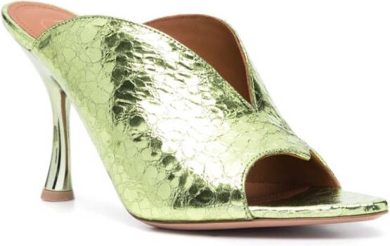 Malone Souliers Henri mirrored 90mm leather mules Green