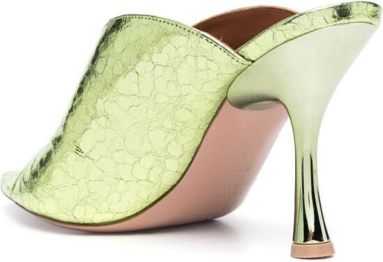 Malone Souliers Henri mirrored 90mm leather mules Green