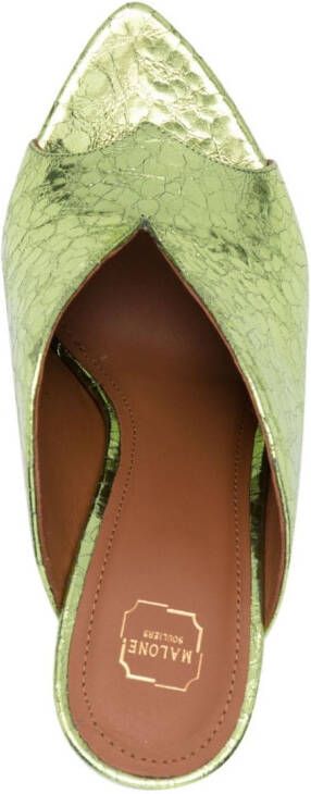 Malone Souliers Henri mirrored 90mm leather mules Green