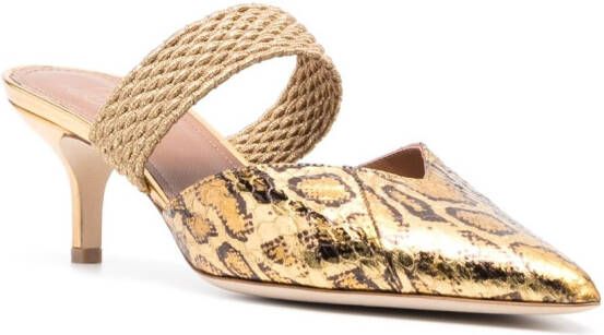 Malone Souliers leopard-print 60mm leather mules Gold
