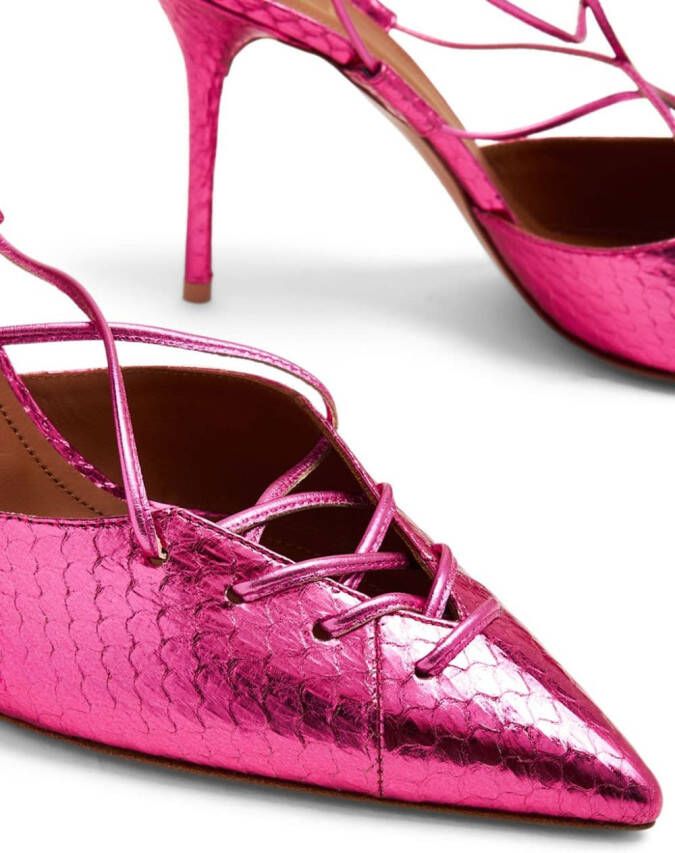 Malone Souliers Marianna 85mm embossed lizard-skin pumps Pink