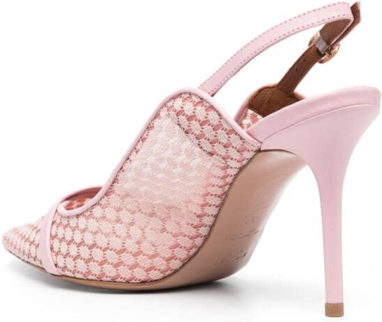 Malone Souliers Marion 85mm mesh slingback pumps Pink