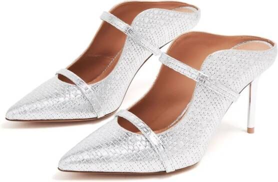Malone Souliers Maureen 85mm leather mules Silver