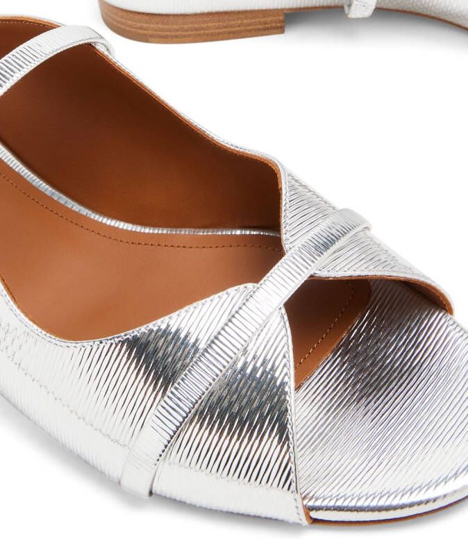 Malone Souliers metallic-effect flat sandals Silver