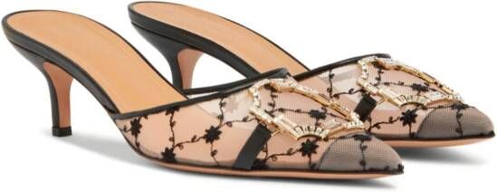 Malone Souliers Missy 45mm floral-embroidered mules Neutrals