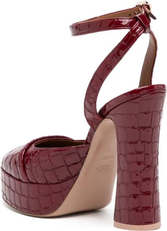 Malone Souliers Mora 140mm crocodile-embossed effect pumps Red