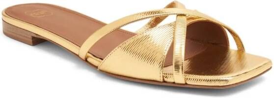 Malone Souliers open-toe metallic-finish slides Gold