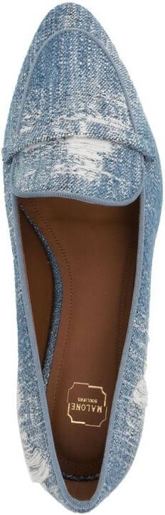 Malone Souliers pointed-toe distressed-finish loafers Blue