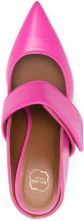 Malone Souliers pointed-toe leather mules Pink