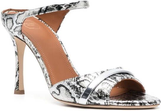 Malone Souliers python-print calf-leather mules Silver