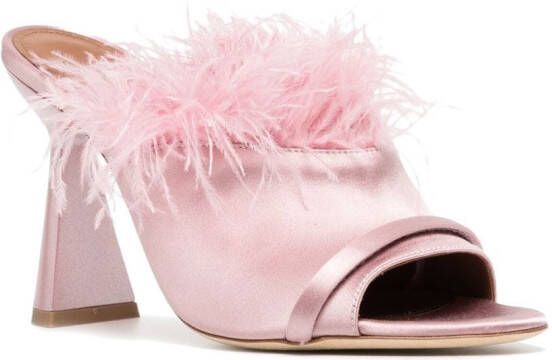 Malone Souliers Rima 95 feather detail mules Pink