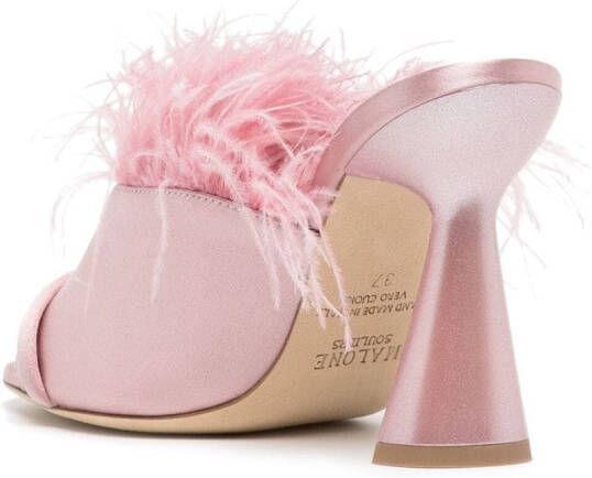 Malone Souliers Rima 95 feather detail mules Pink