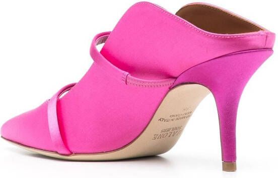 Malone Souliers satin finish pointed toe mules Pink