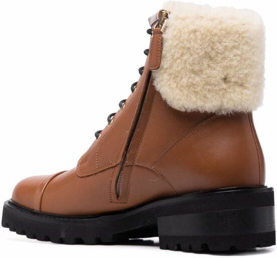 Malone Souliers shearling-trim ankle boots Brown