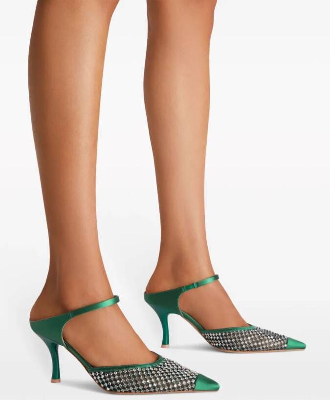 Malone Souliers Vega 70mm crystal-embellished mules Green