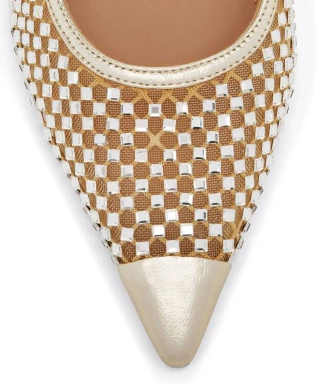Malone Souliers Vesper 70mm crystal-embellished slingback pumps Gold