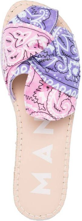 Manebi bandana print sandals Pink