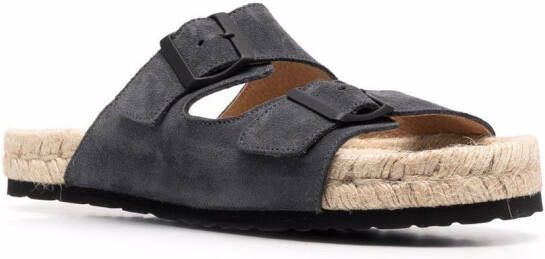 Manebi buckled suede slides Grey