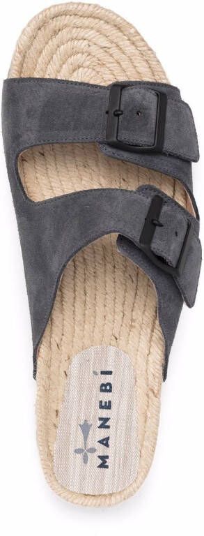 Manebi buckled suede slides Grey