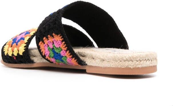 Manebi crochet flat sandals Black