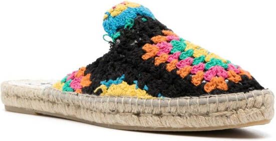 Manebi crochet-knit slip-on espadrilles Black