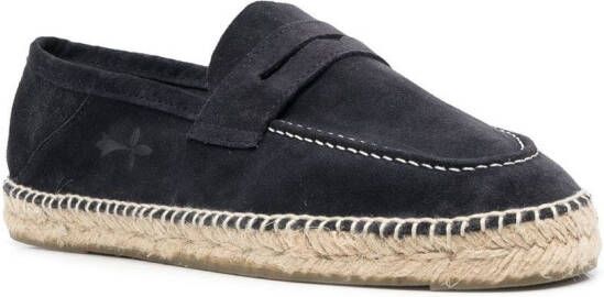 Manebi decorative-stitch suede espadrilles Blue