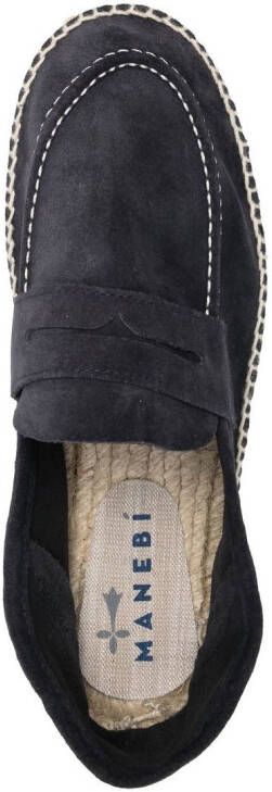 Manebi decorative-stitch suede espadrilles Blue