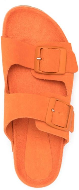 Manebi double-strap flat slides Orange