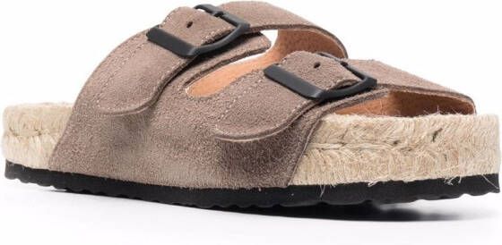 Manebi Hamptons double-strap suede sandals Neutrals